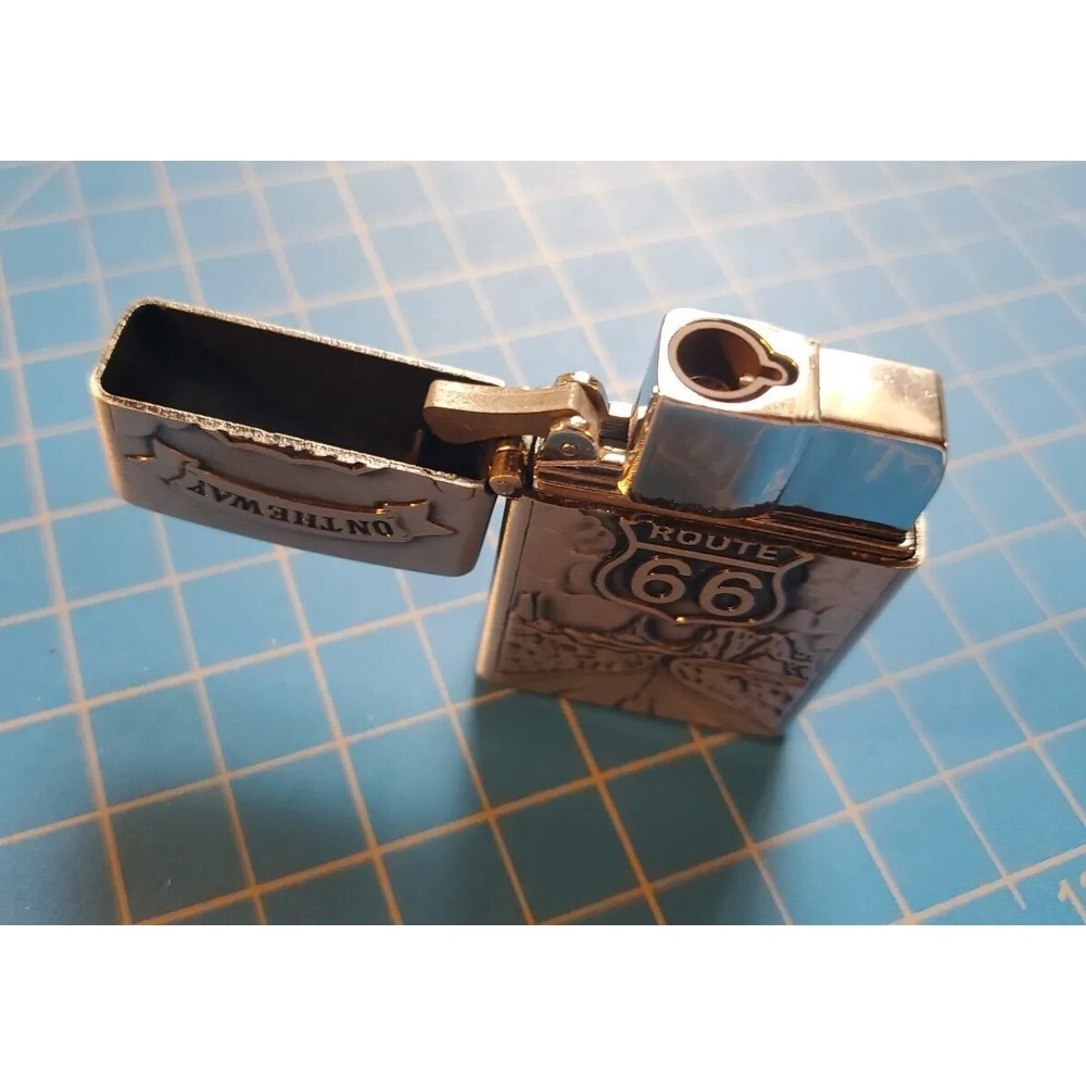 Route 66 Embosed Butane Single Flame Refillable Lighter - Picture 4 of 6